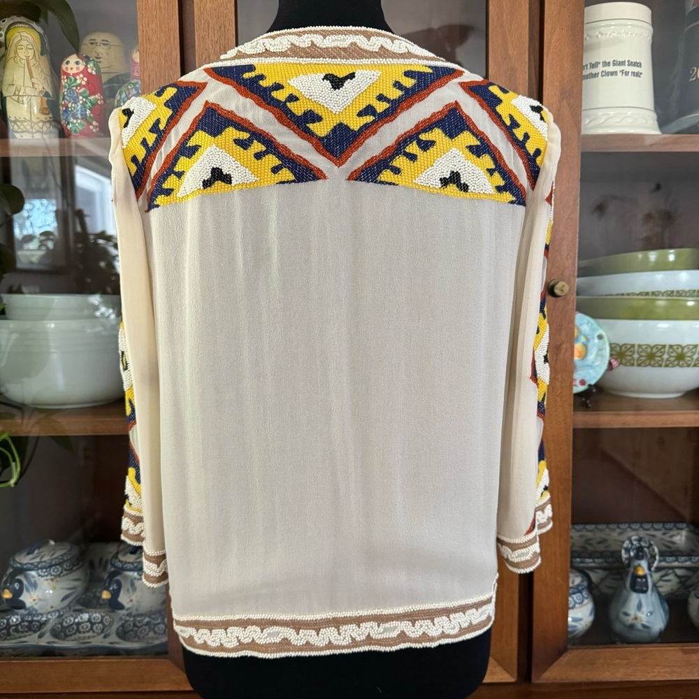 Diane von Furstenberg Beaded Cropped Silk Dinner Jacket - Picture 12 of 12